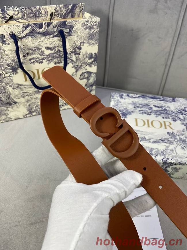 DIOR-ID BELT Raspberry Smooth Calfskin 30 MM B0110UM brown