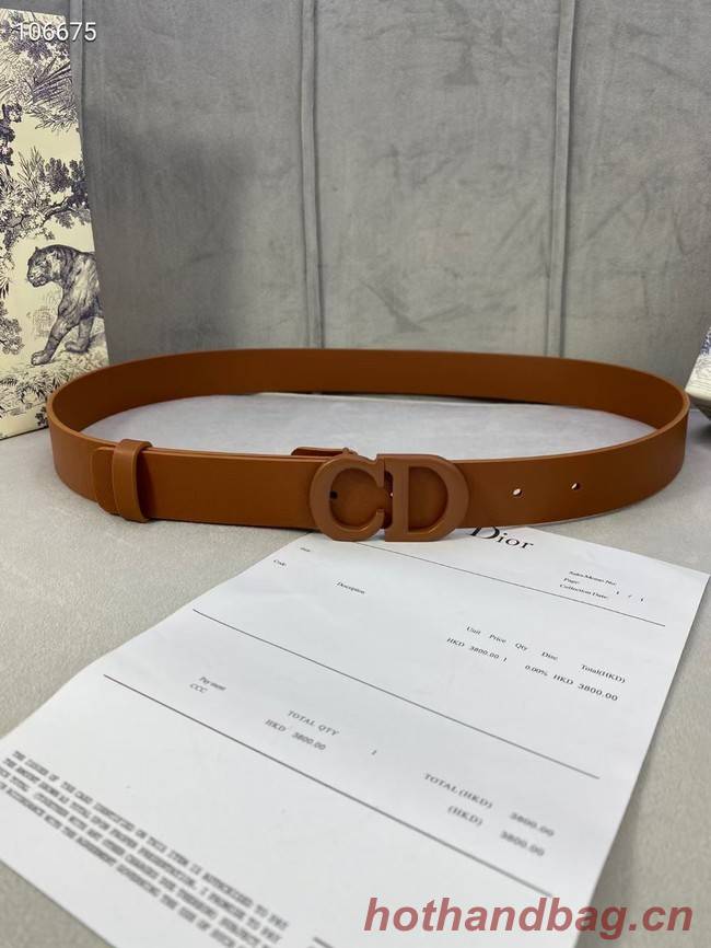 DIOR-ID BELT Raspberry Smooth Calfskin 30 MM B0110UM brown