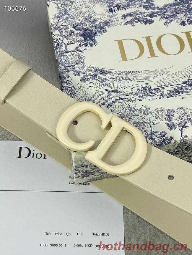 DIOR-ID BELT Raspberry Smooth Calfskin 30 MM B0110UM white