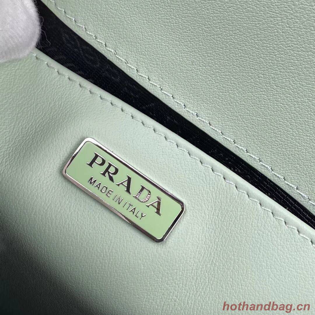 Prada Cleo brushed leather shoulder bag with flap 1BH276 green