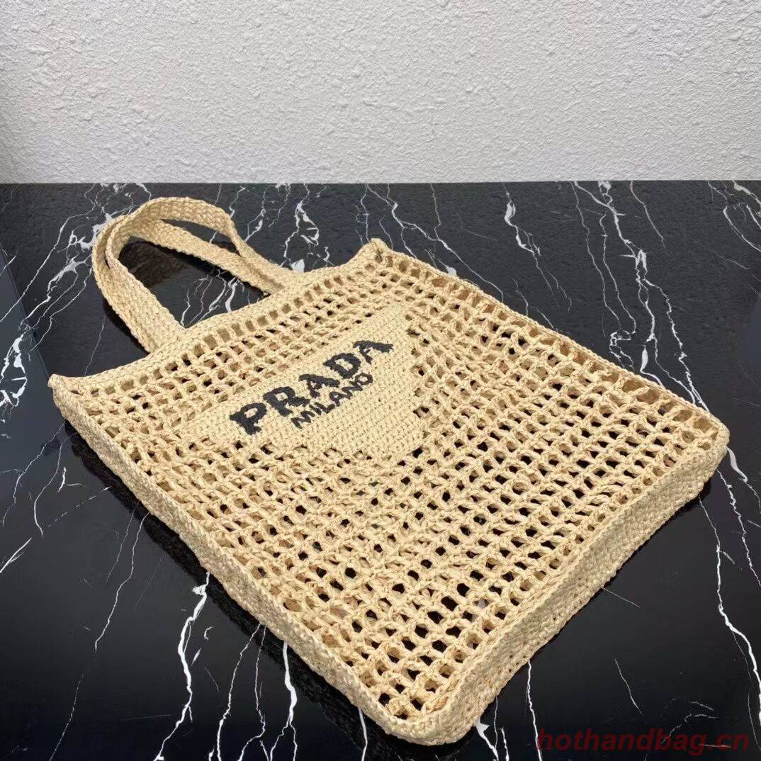 Prada Raffia tote bag 1CH393 Biscuits