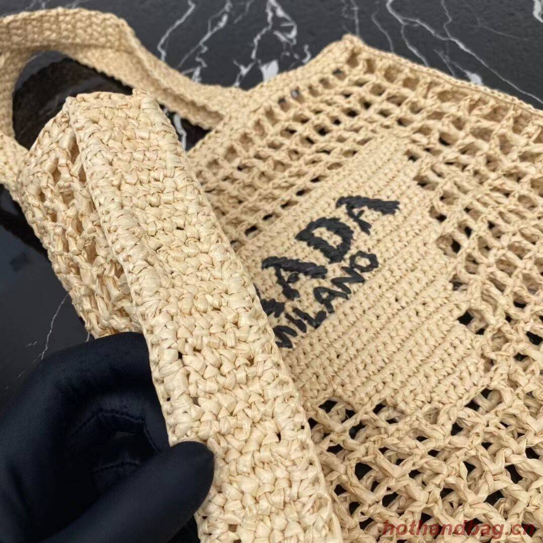 Prada Raffia tote bag 1CH393 Biscuits