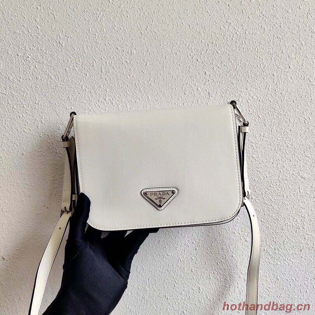 Prada Small brushed leather shoulder bag 1BH308 white