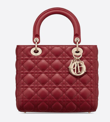 MEDIUM LADY DIOR BAG Cherry Red Cannage Lambskin M0565O