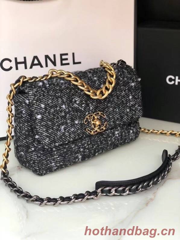 Chanel 19 flap bag Tweed AS1160 black