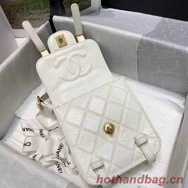 Chanel FLAP BAG Aged Calfskin & Gold-Tone Metal AS2695 white