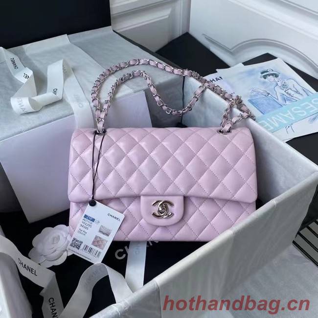 chanel classic handbag Lambskin & silver Metal A01112 pink