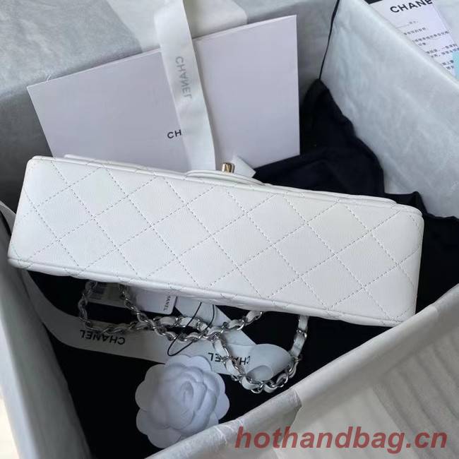 chanel classic handbag Lambskin & silver Metal A01112 white