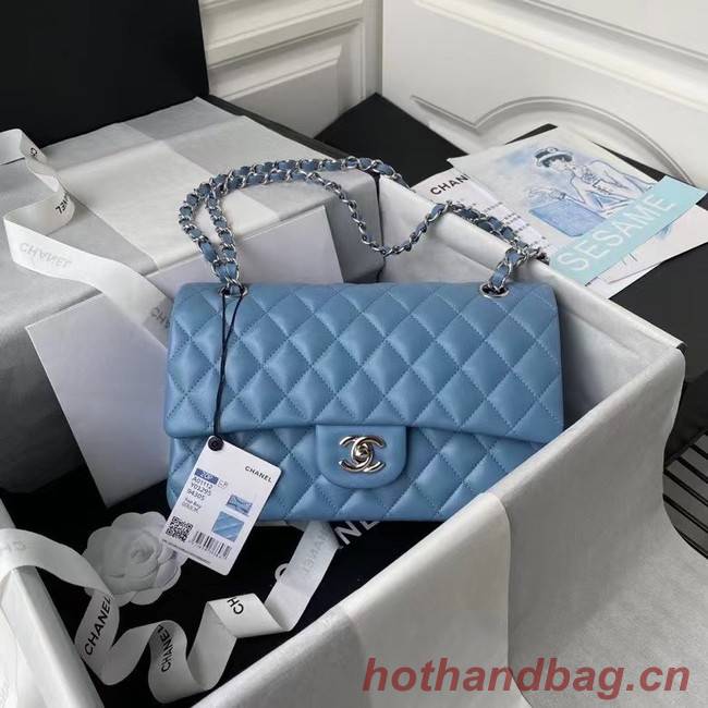 chanel classic handbag Lambskin & silver Metal A01112 blue