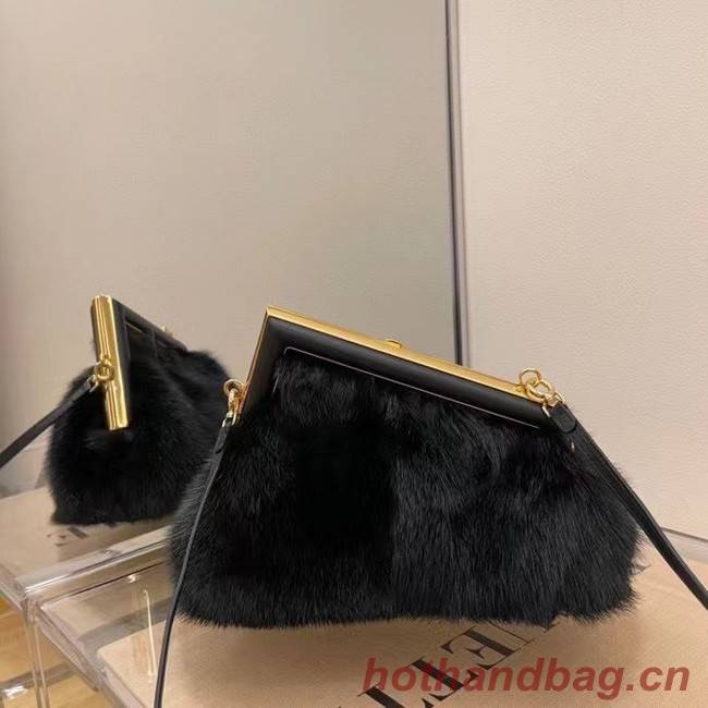 FENDI FIRST SMALL black mink bag 8BP129A