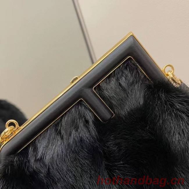 FENDI FIRST SMALL black mink bag 8BP129A