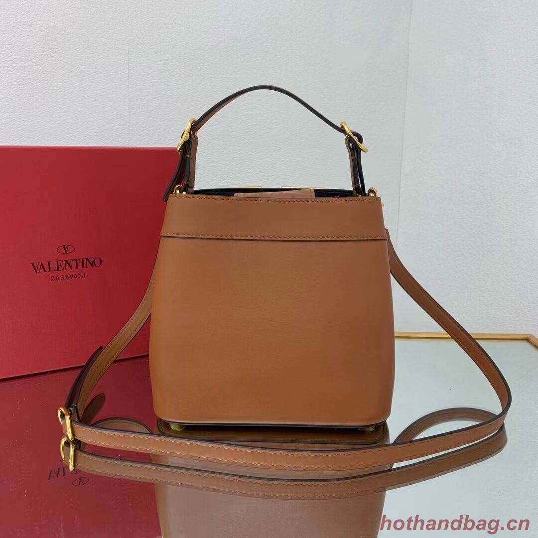 VALENTINO calf leather handbag V0754 brown