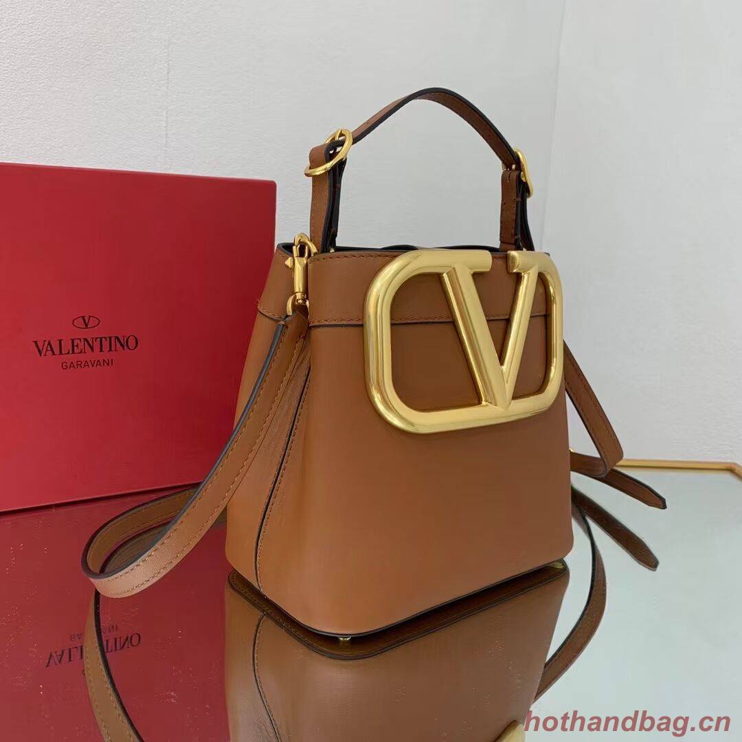 VALENTINO calf leather handbag V0754 brown