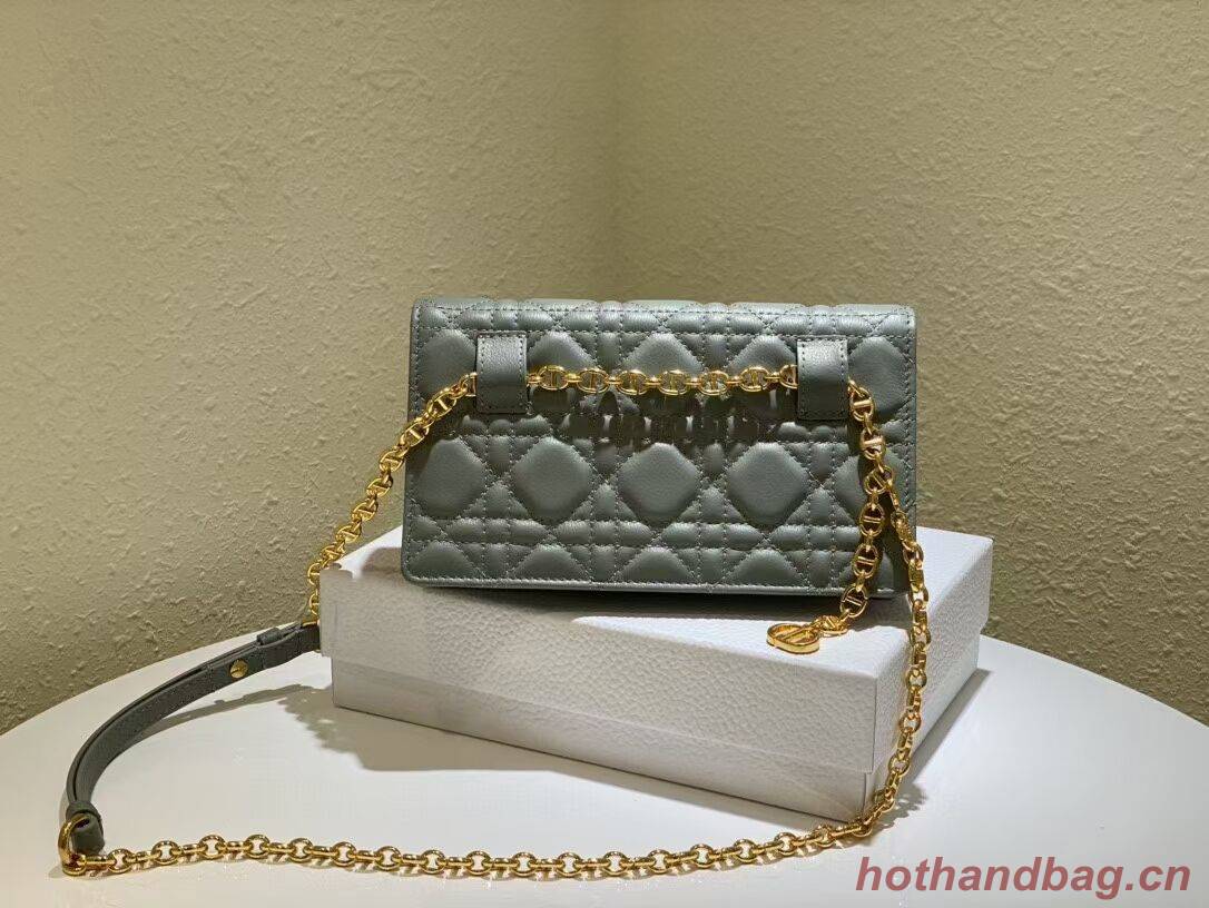 DIOR CARO BELT POUCH WITH CHAIN Supple Cannage Calfskin S5091UW GREY