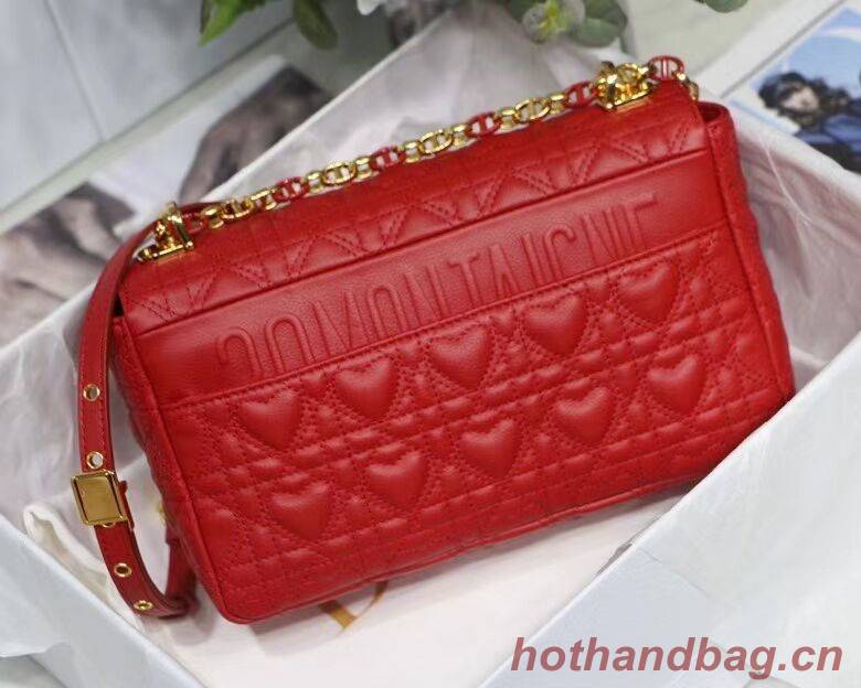 MEDIUM DIORAMOUR DIOR CARO BAG Cannage Calfskin with Heart Motif M9242WNG Bright Red