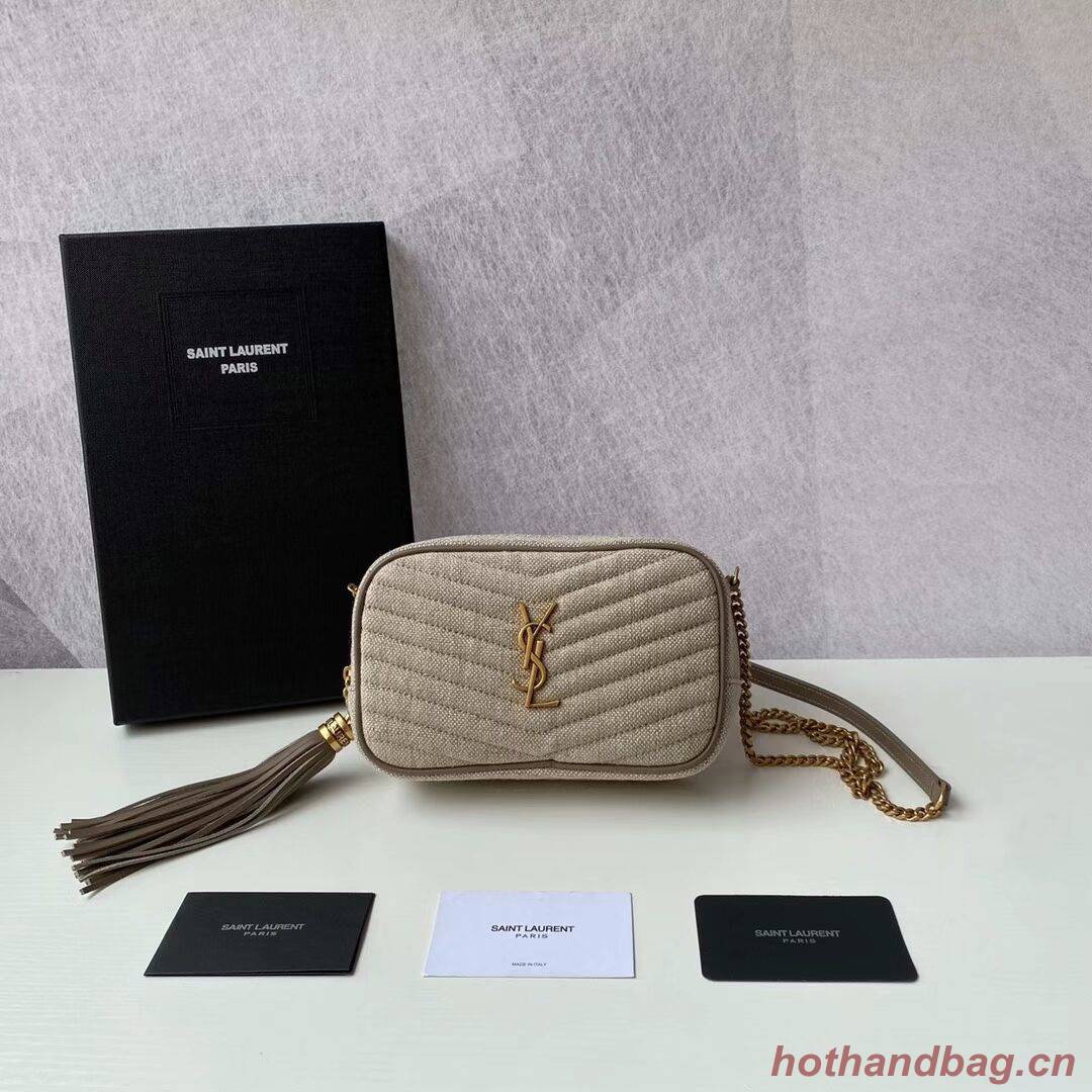 Yves Saint Laurent MINI IN QUILTED Y LINEN Y681158 grey