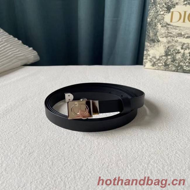 DIOR Leather 17MM Belt B0118UM black Silver Buckle