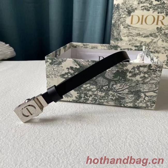 DIOR Leather 17MM Belt B0118UM black Silver Buckle