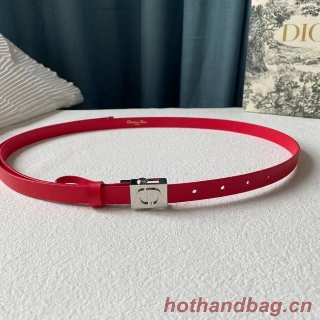 DIOR Leather 17MM Belt B0118UM red Silver Buckle