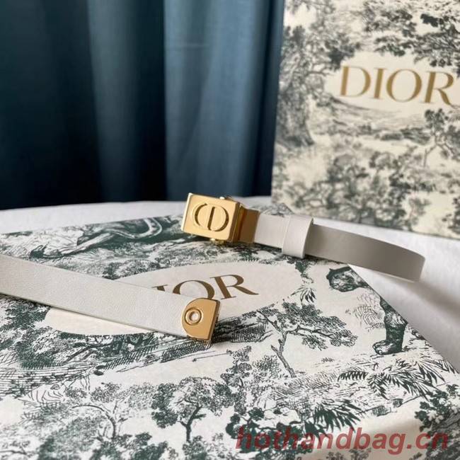 DIOR Leather 17MM Belt B0118UM white gold Buckle