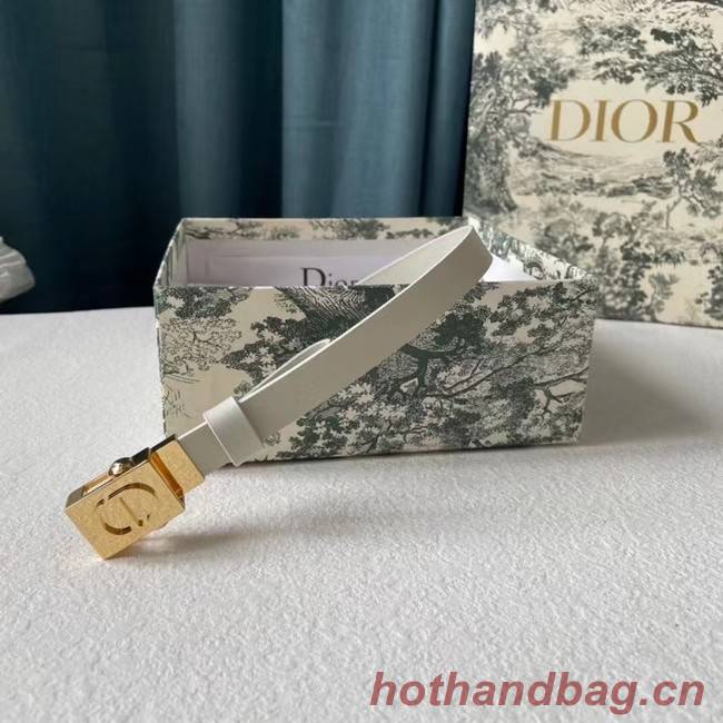 DIOR Leather 17MM Belt B0118UM white gold Buckle