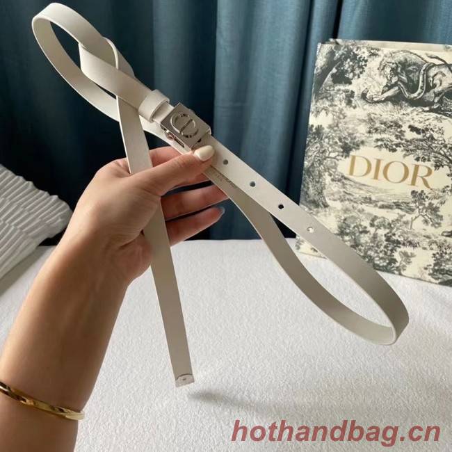 DIOR Leather 17MM Belt B0118UM white Silver Buckle