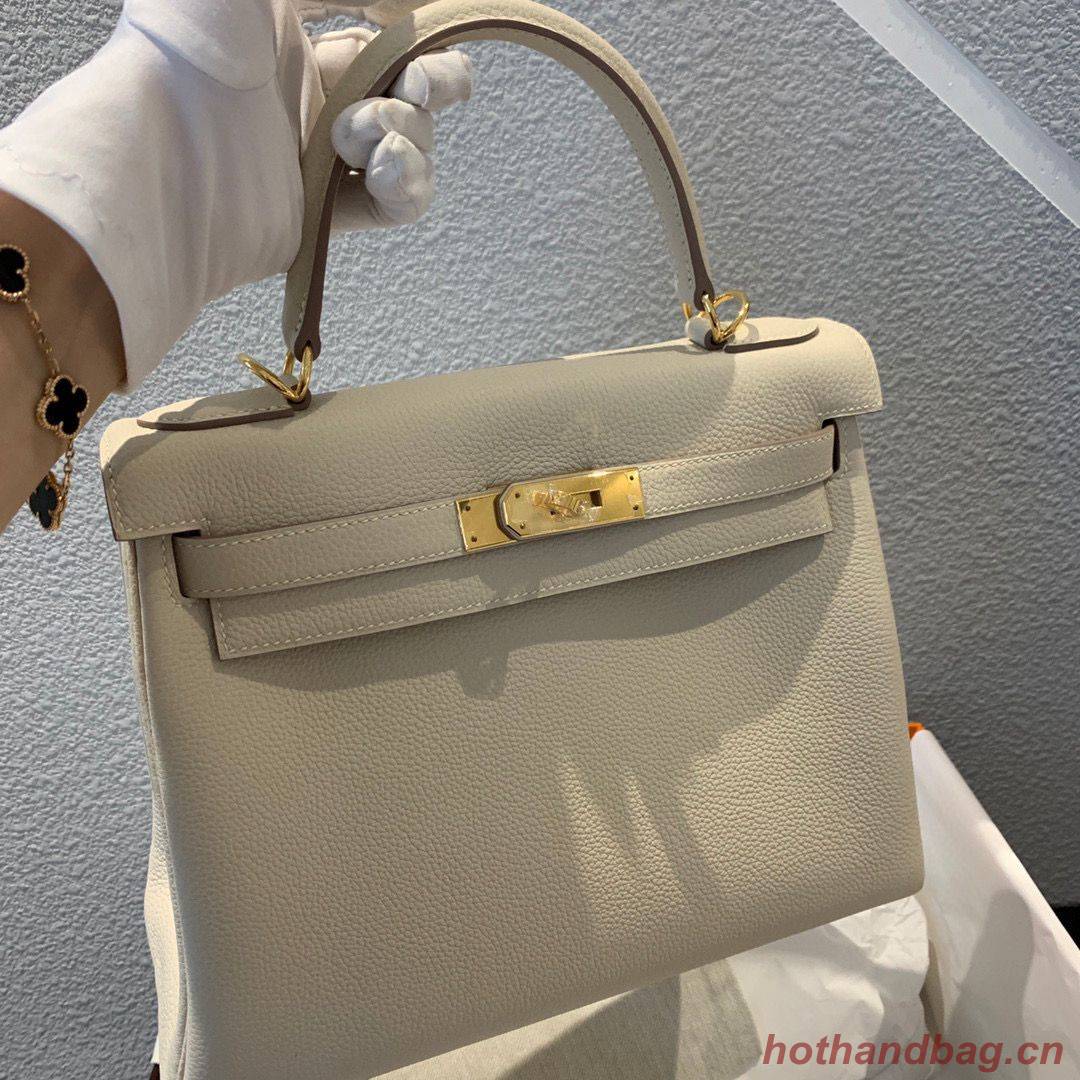 Hermes Kelly 28cm Shoulder Bags Togo Leather KL28 Cream