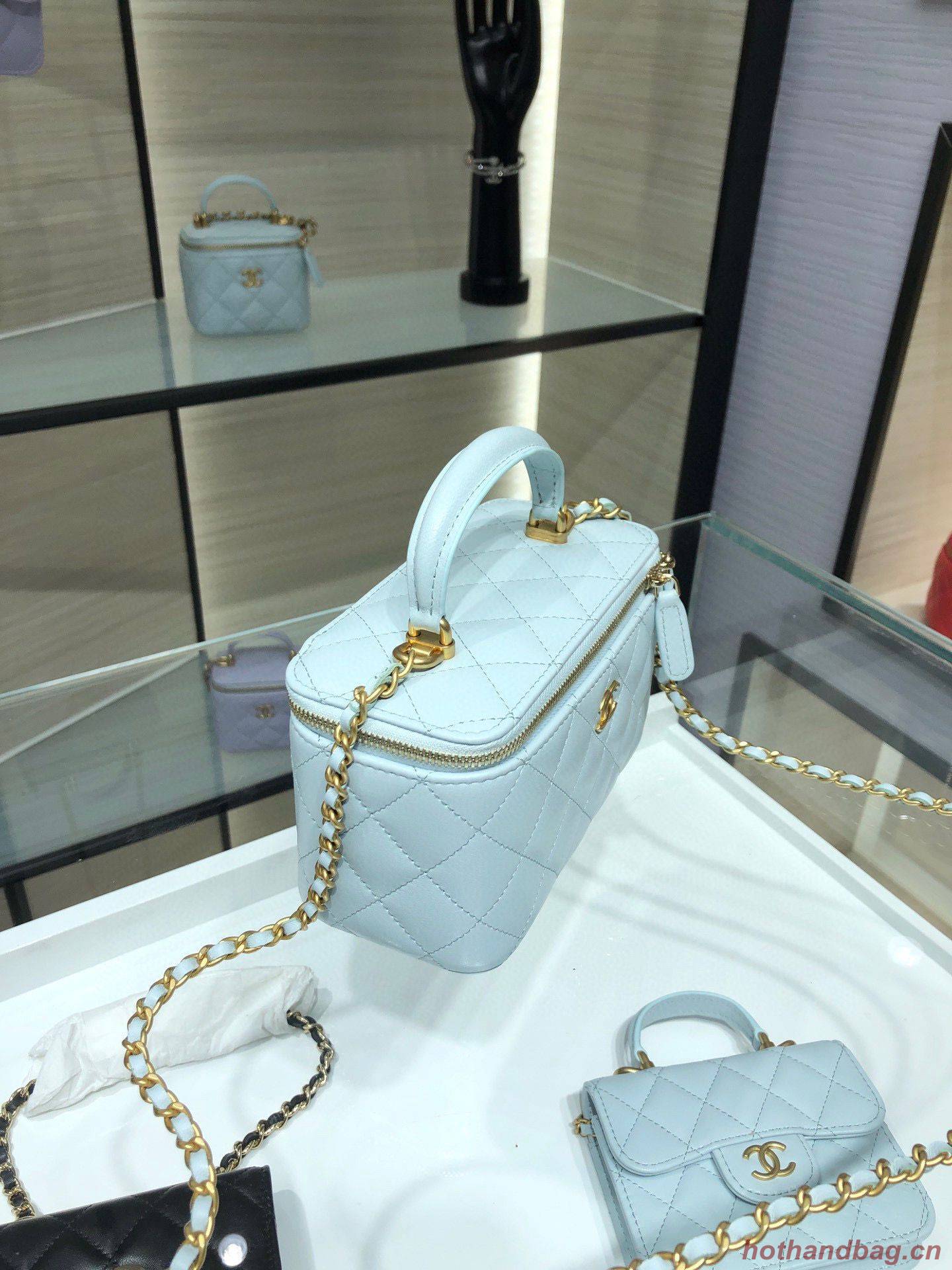 Chanel Original Small classic chain box handbag AP2199 Light Blue