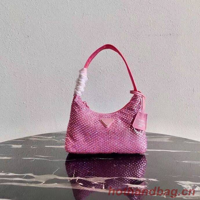 Prada Satin mini-bag with artificial crystals 1BE515Z pink