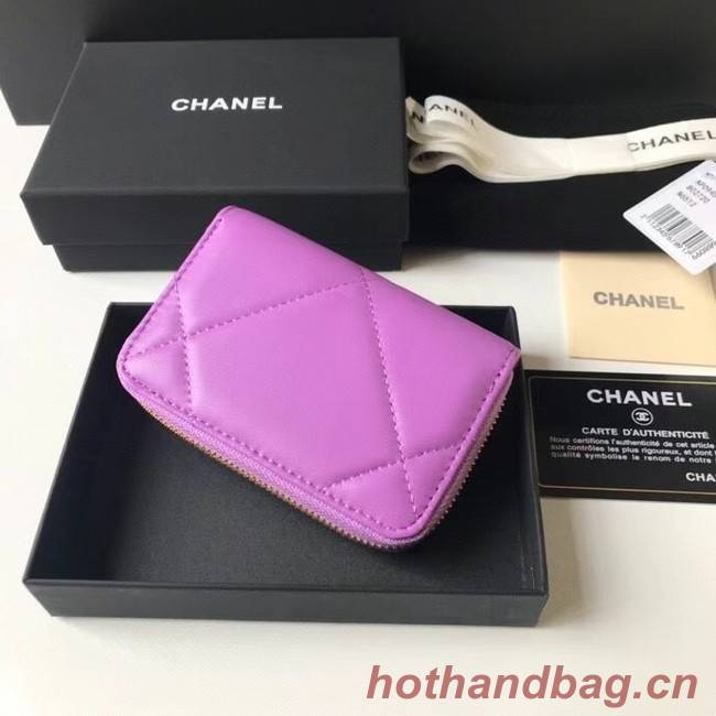 Chanel 19 Zip Card bag AP0949 Lavender