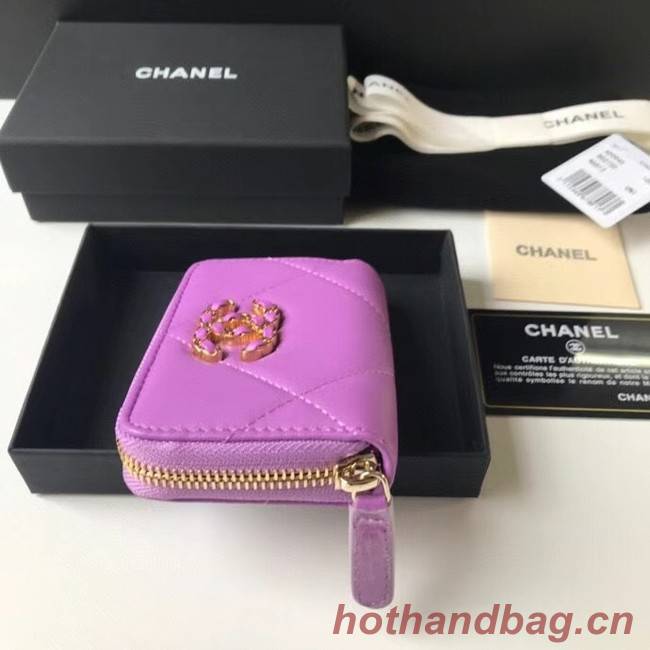 Chanel 19 Zip Card bag AP0949 Lavender