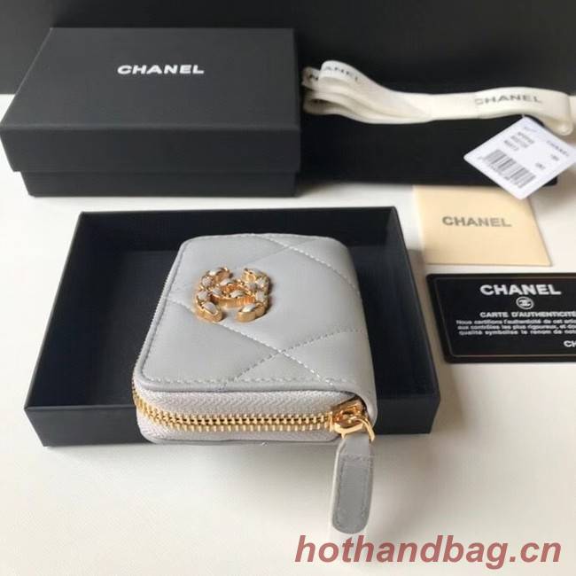 Chanel 19 Zip Card bag AP0949 grey