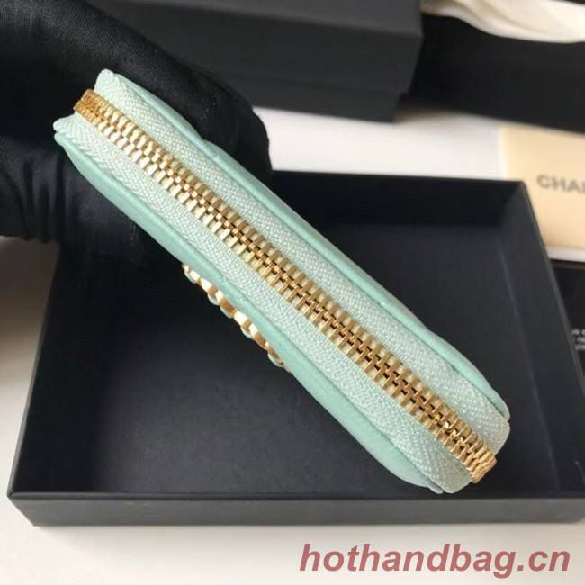 Chanel 19 Zip Card bag AP0949 light blue