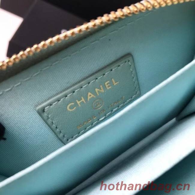 Chanel 19 Zip Card bag AP0949 light blue