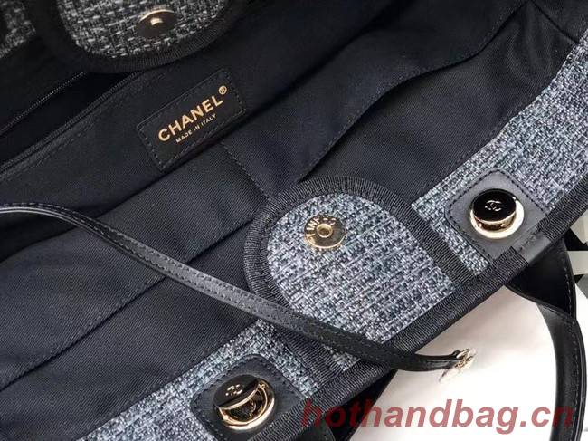 Chanel Canvas Tote Shopping Bag B66941 black