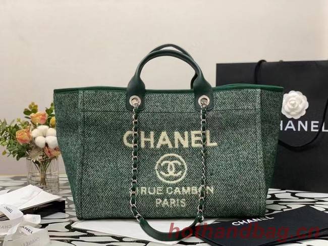 Chanel Canvas Tote Shopping Bag B66941 green