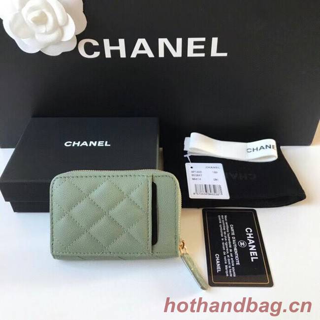 Chanel card holder Calfskin AP1650 green