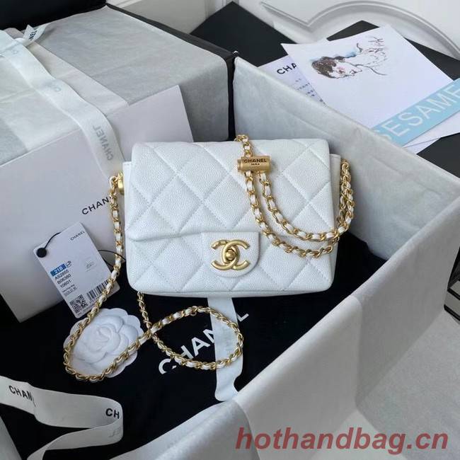 Chanel Flap Shoulder Bag Grained Calfskin AS2855 white 