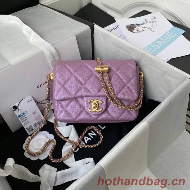 Chanel Flap Shoulder Bag Grained Calfskin AS2855 pearl rose