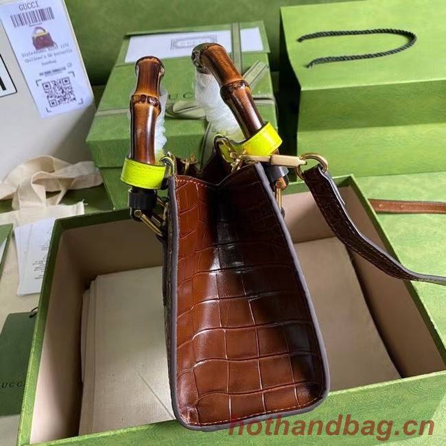 Gucci Diana mini tote bag crocodile 655661 brown