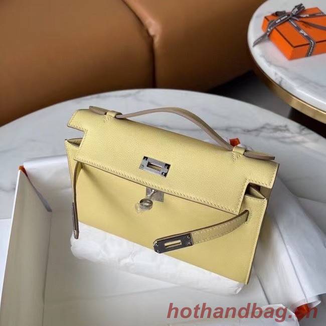 Hermes Original Epsom Leather KEL2278 Pearl White&Silver-Tone Metal