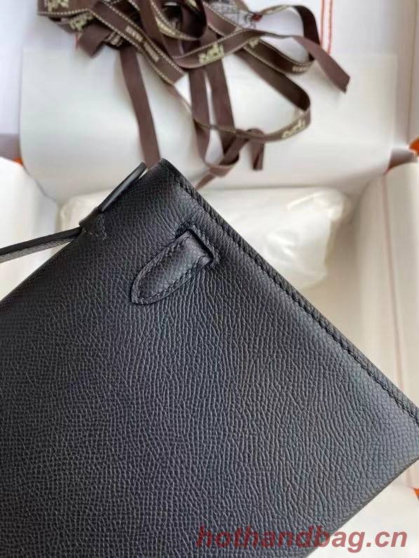 Hermes Original Epsom Leather KEL2278 black&Silver-Tone Metal