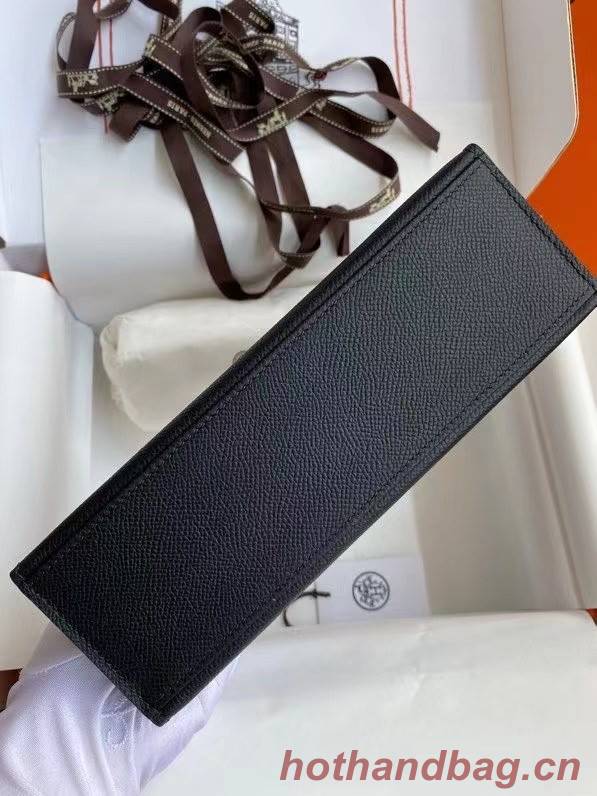 Hermes Original Epsom Leather KEL2278 black&Silver-Tone Metal