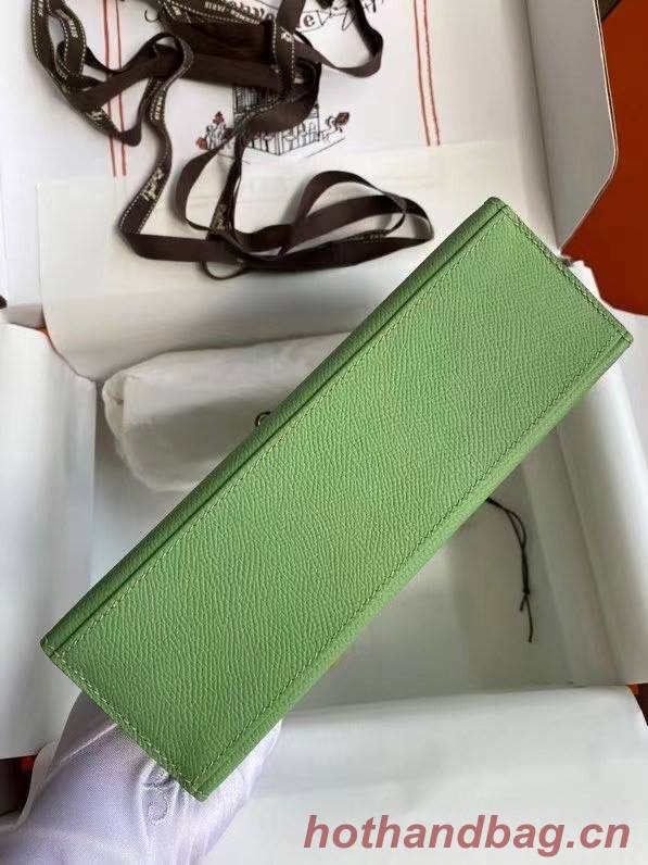 Hermes Original Epsom Leather KEL2278 green&Silver-Tone Metal