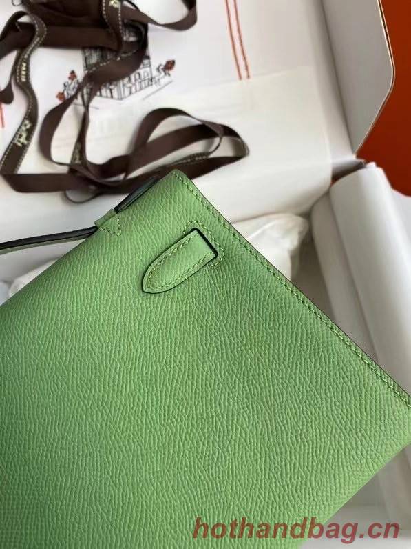 Hermes Original Epsom Leather KEL2278 green&Silver-Tone Metal