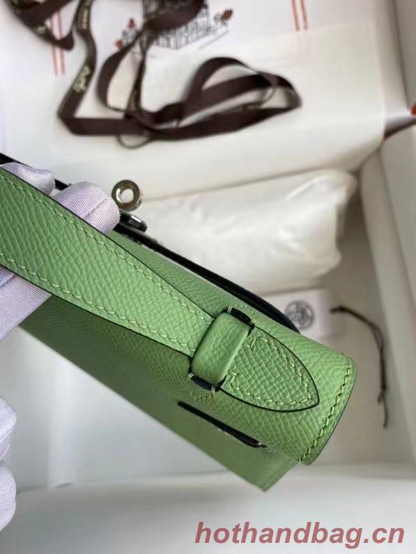 Hermes Original Epsom Leather KEL2278 green&Silver-Tone Metal