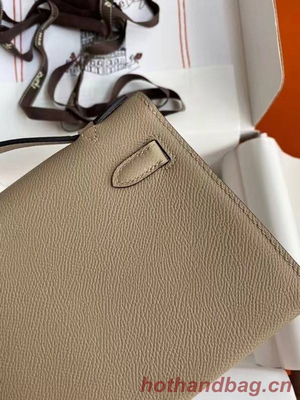 Hermes Original Epsom Leather KEL2278 grey&Silver-Tone Metal