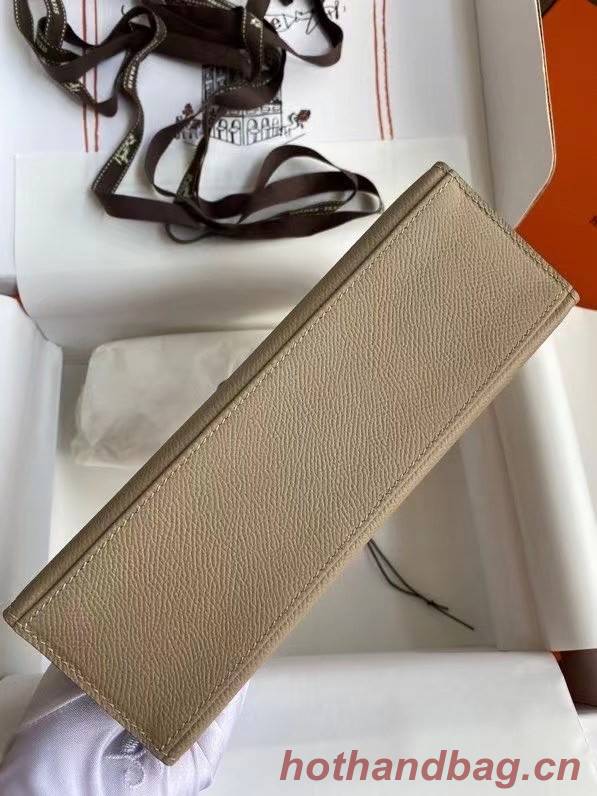 Hermes Original Epsom Leather KEL2278 grey&Silver-Tone Metal