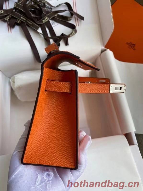 Hermes Original Epsom Leather KEL2278 orange&Silver-Tone Metal