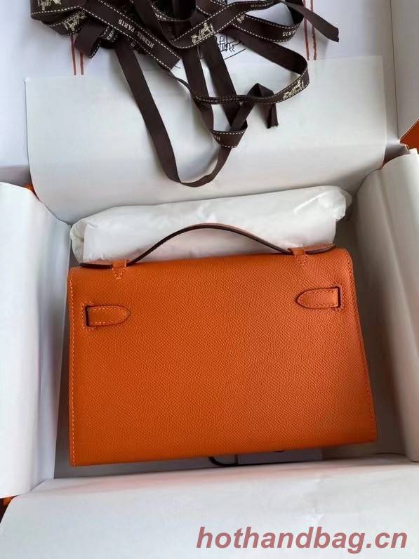 Hermes Original Epsom Leather KEL2278 orange&gold-Tone Metal